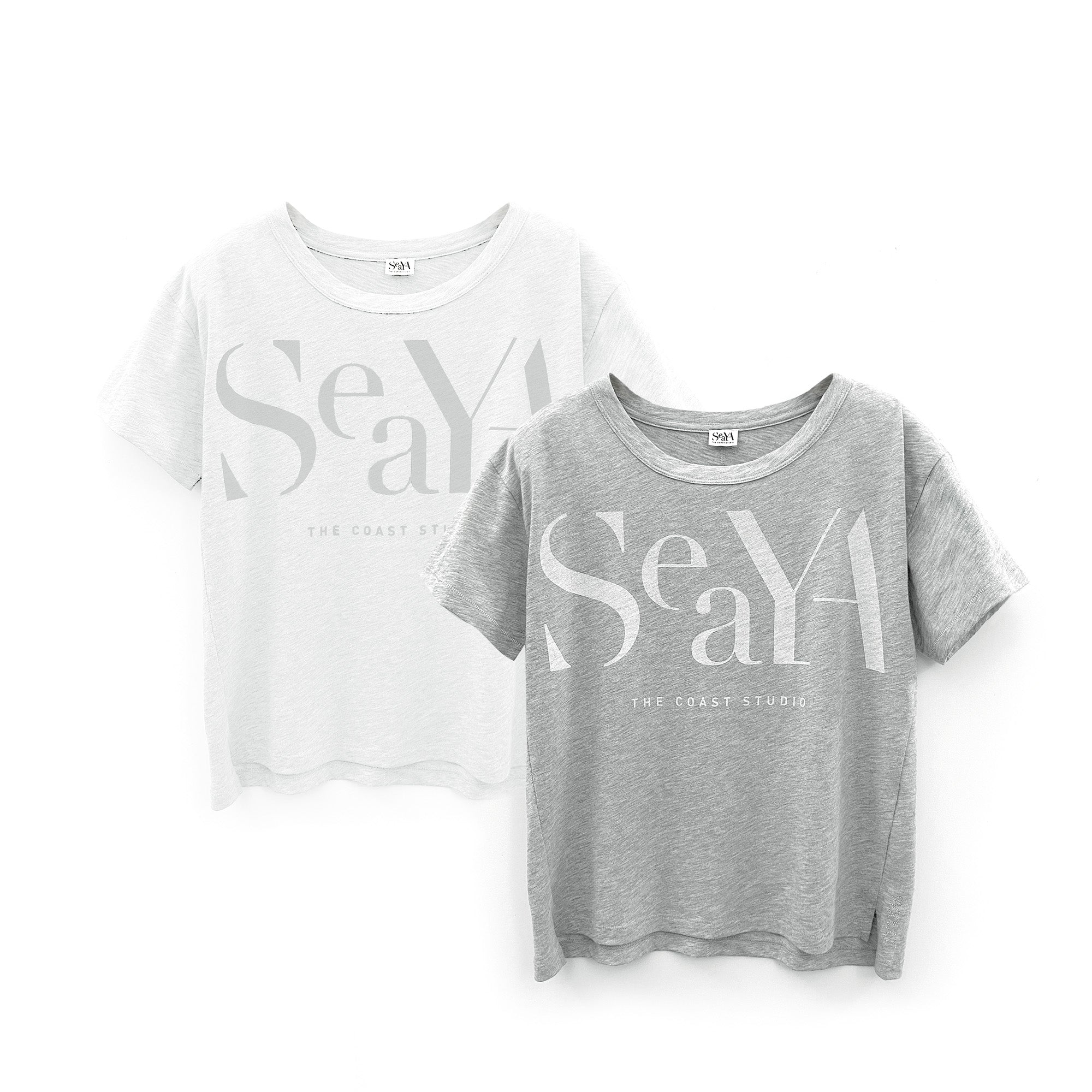 T-Shirt Doppelpack weiß & grau Melange