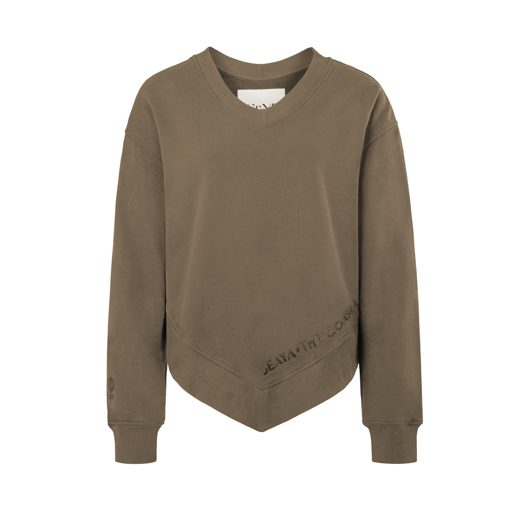 Khaki Sweatshirt Poncho aus Organic Cotton mit Stickerei NEU