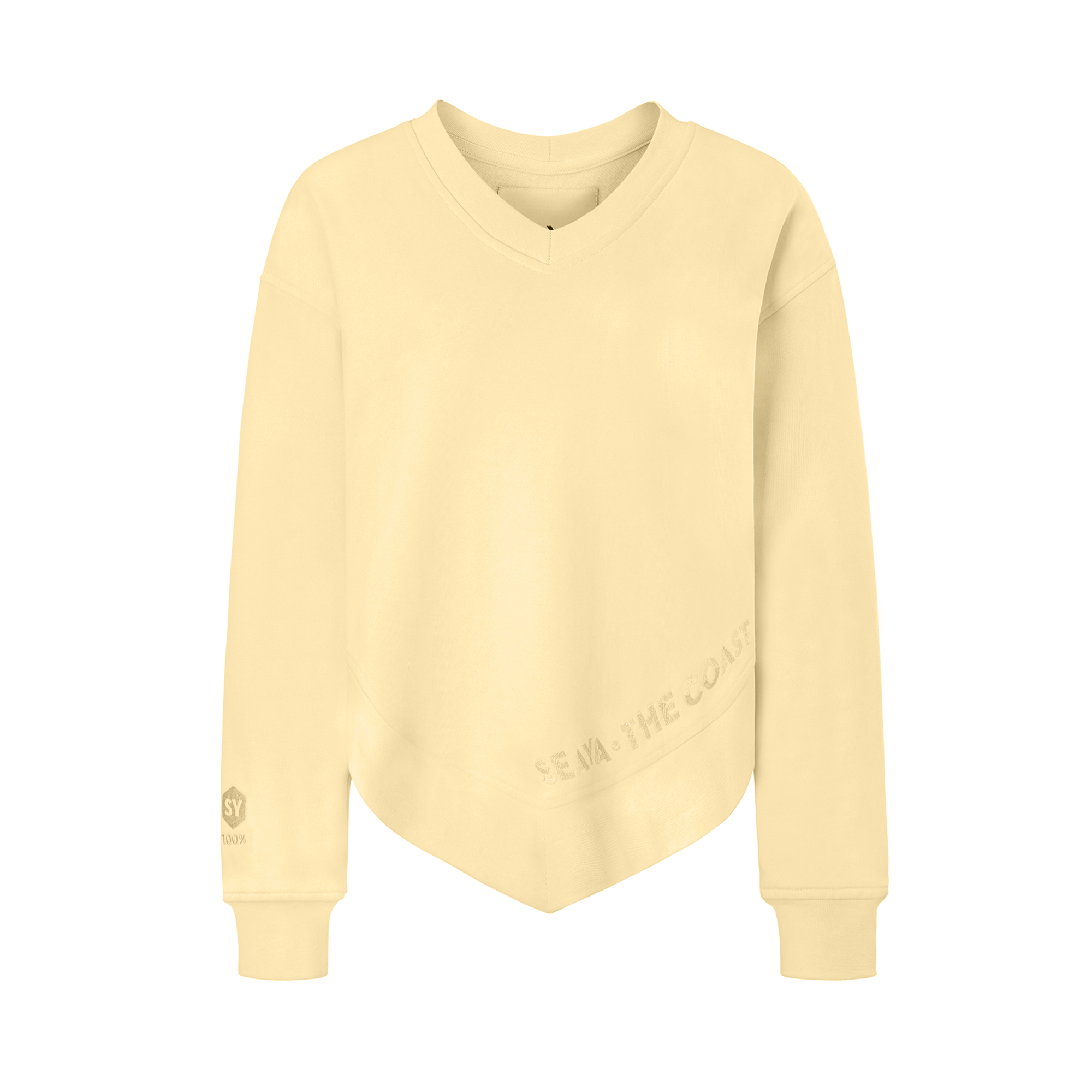 hellgelbes Sweatshirt Poncho aus Organic Cotton mit Stickerei NEU