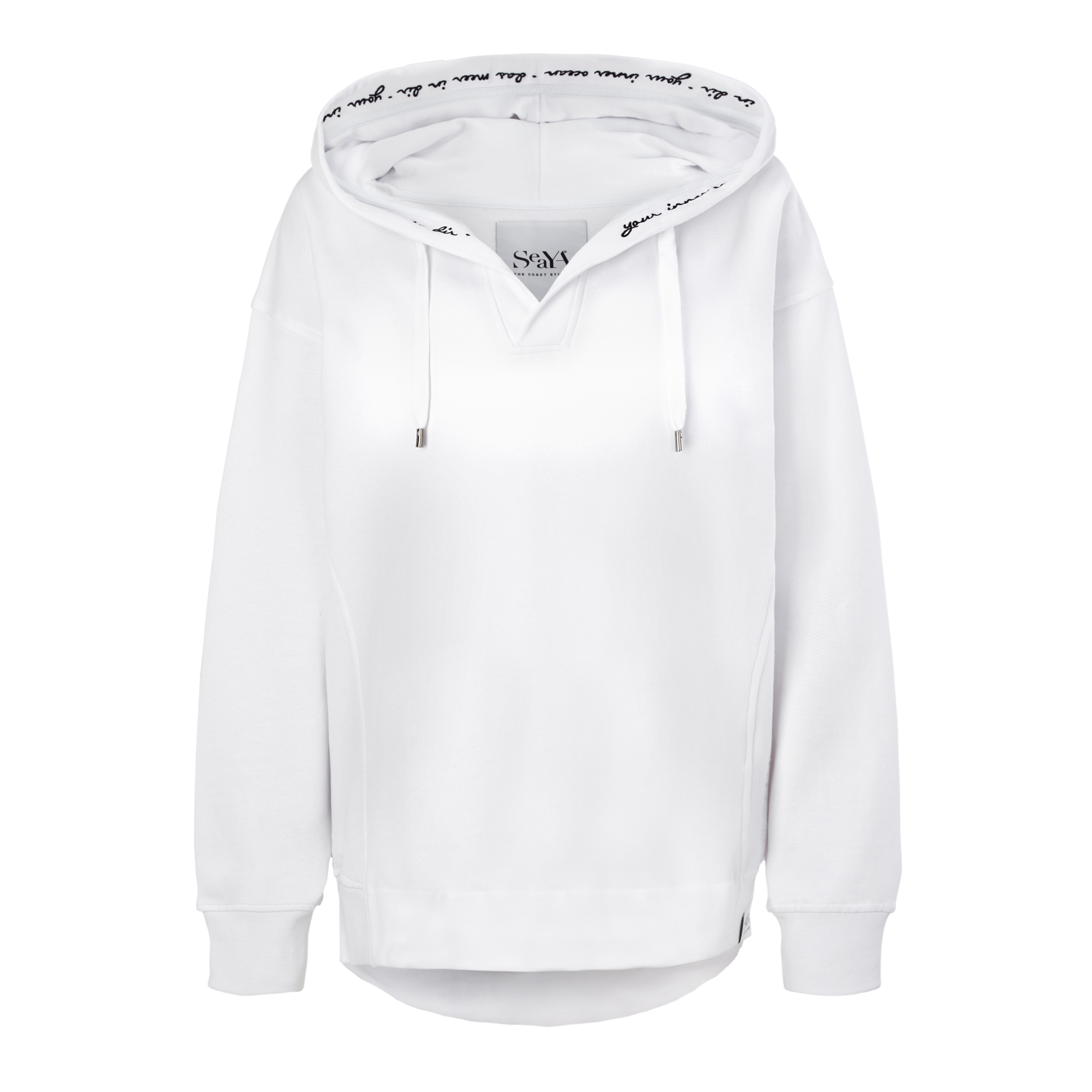 Hoodie weiß aus Organic Cotton mit Stickerei