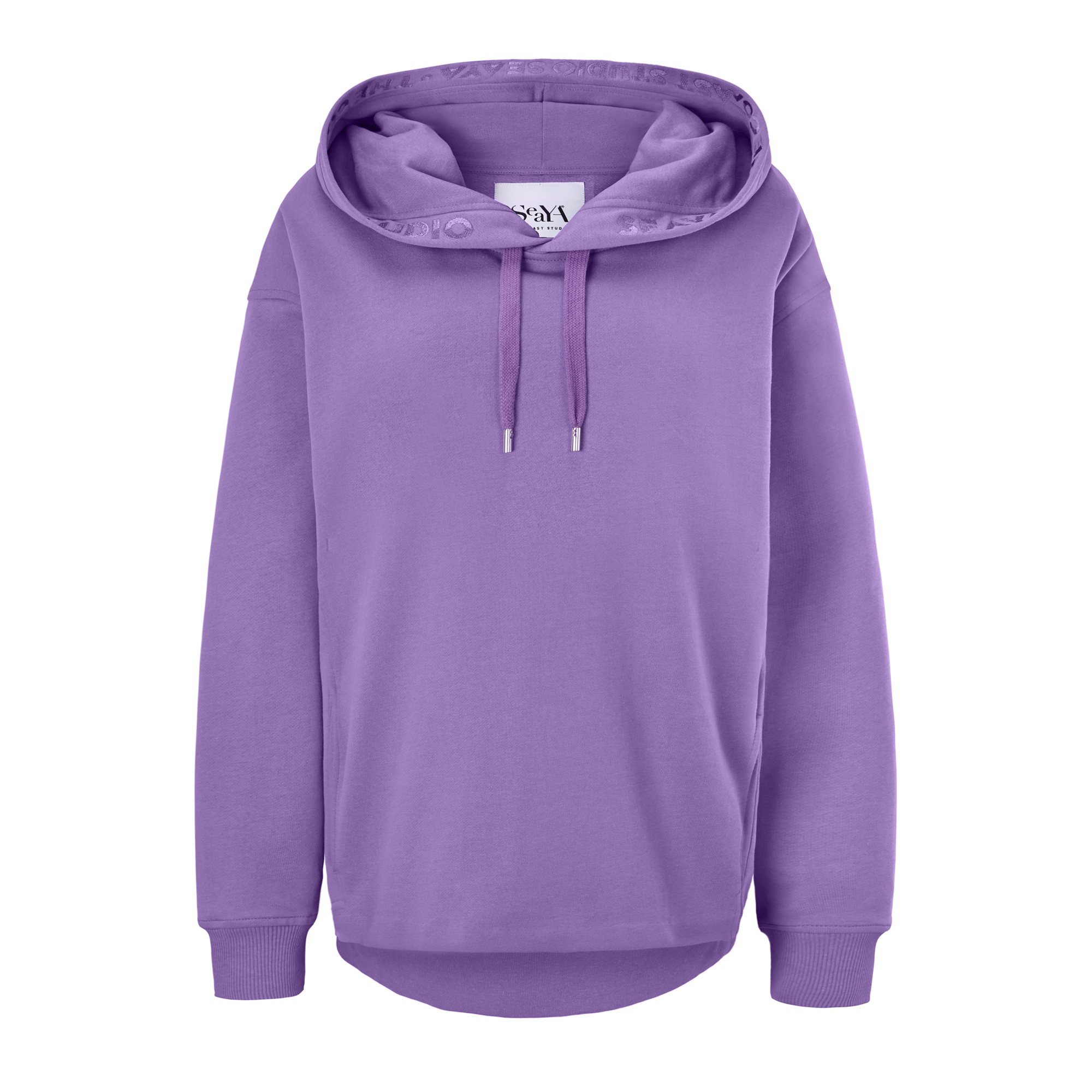 lila Hoodie aus Organic Cotton mit Stickerei