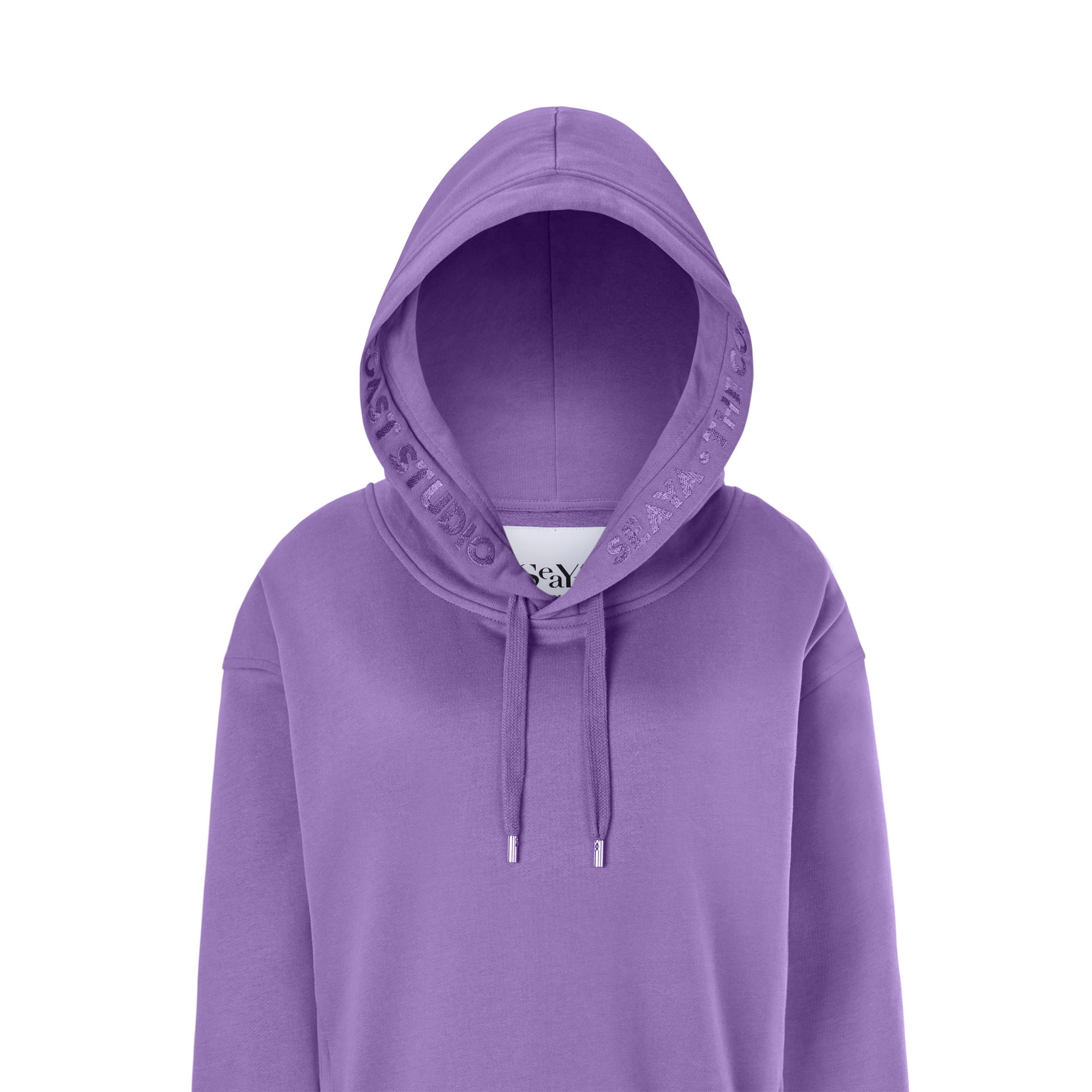 lila Hoodie aus Organic Cotton mit Stickerei
