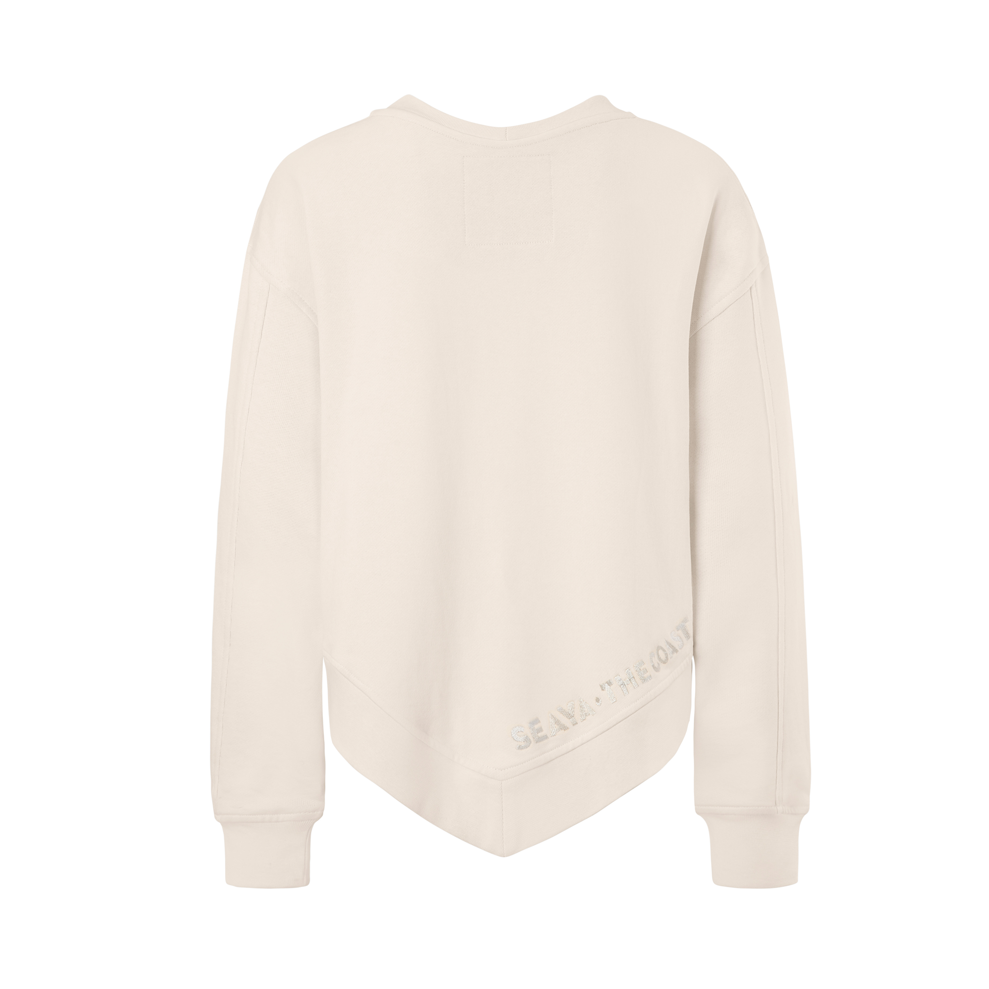 sandweißes Sweatshirt Poncho aus Organic Cotton mit Stickerei