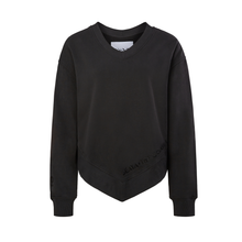 Lade das Bild in den Galerie-Viewer, schwarzes Sweatshirt Poncho aus Organic Cotton mit Stickerei