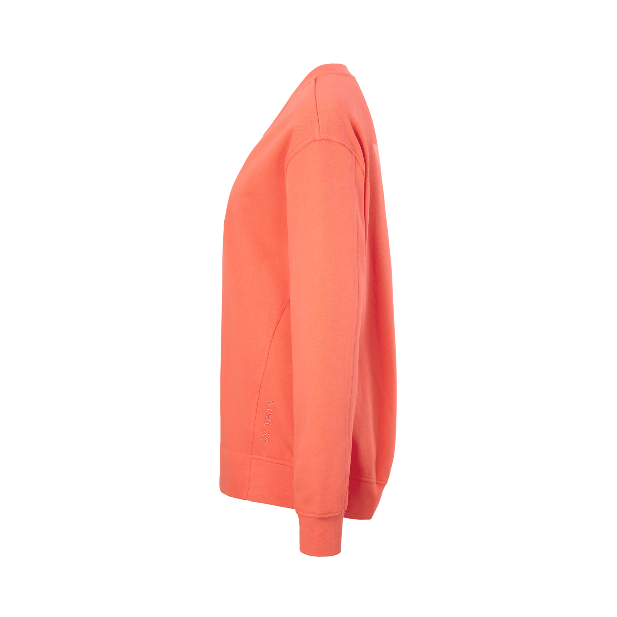 korallfarbenes Sweatshirt aus Organic Cotton mit Stickerei