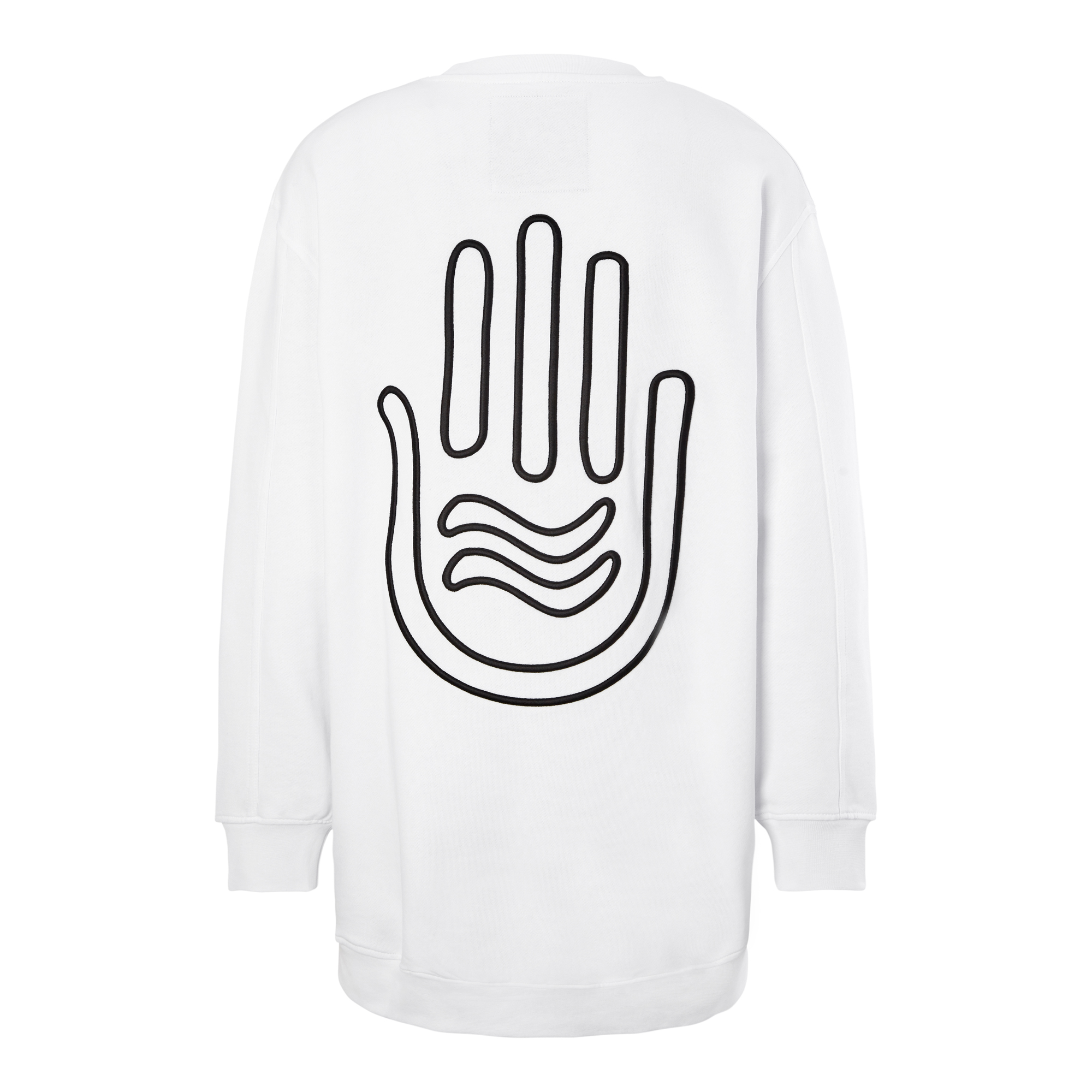 Yoga Sweatshirt lang in Weiß aus Organic Cotton mit Stickerei