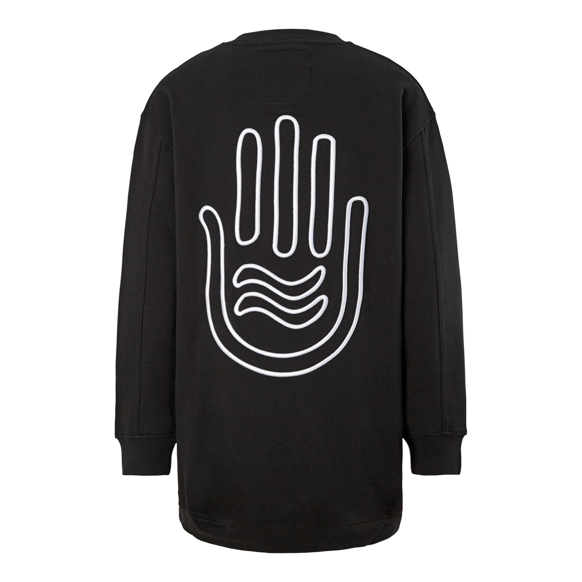 Yoga Sweatshirt lang in Schwarz aus Organic Cotton mit Stickerei