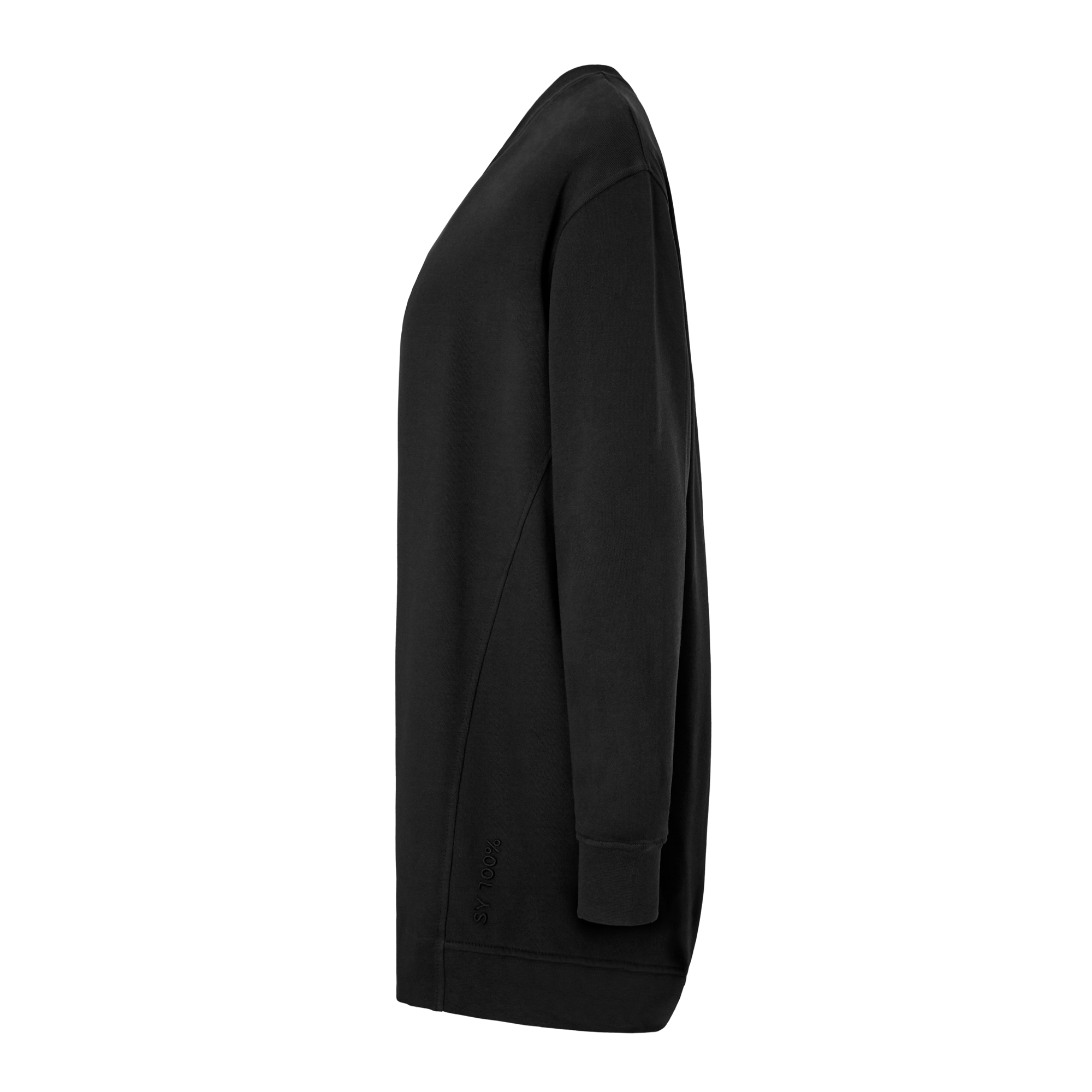 Yoga Sweatshirt lang in Schwarz aus Organic Cotton mit Stickerei