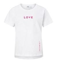 Lade das Bild in den Galerie-Viewer, weißes T-Shirt aus Orgnic Cotton mit Stickerei in Pink
