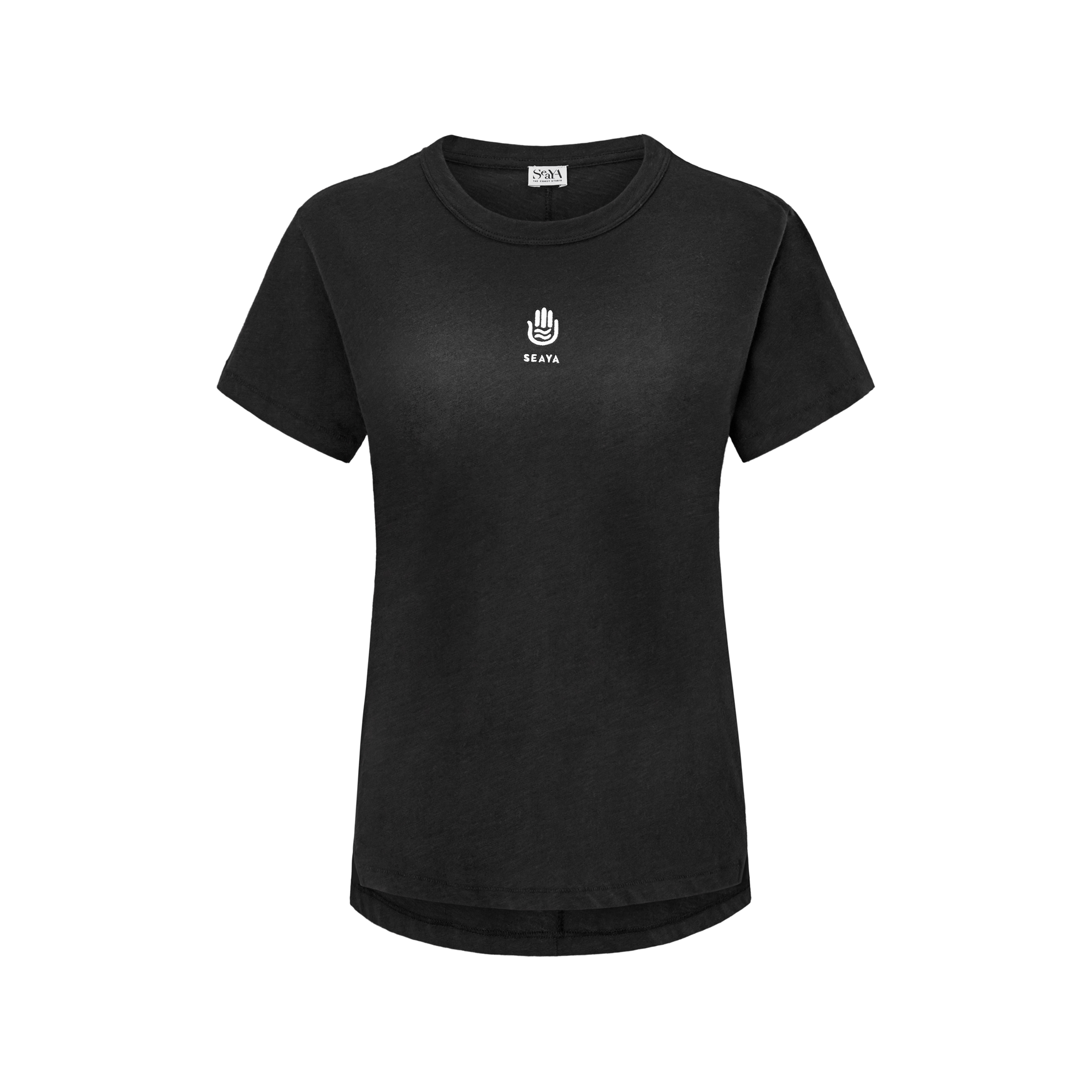 schwarzes T-Shirt aus Organic Cotton mit Stickerei