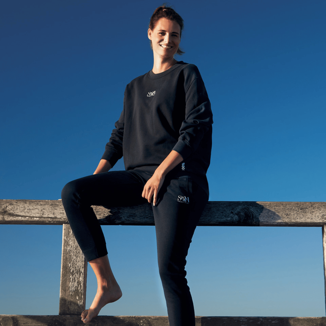 Schwarzes Longsweat-Set