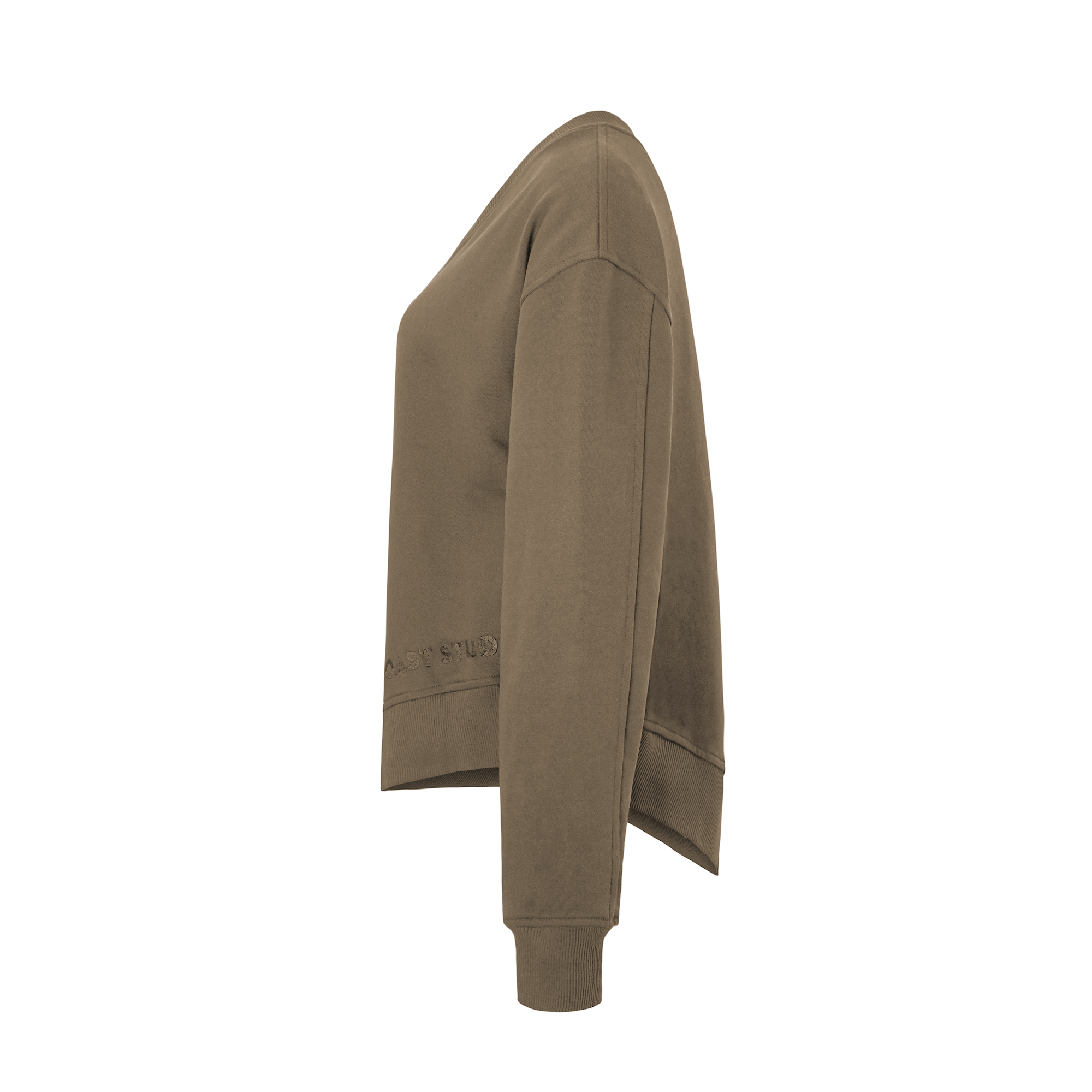 Khaki Sweatshirt Poncho aus Organic Cotton mit Stickerei NEU