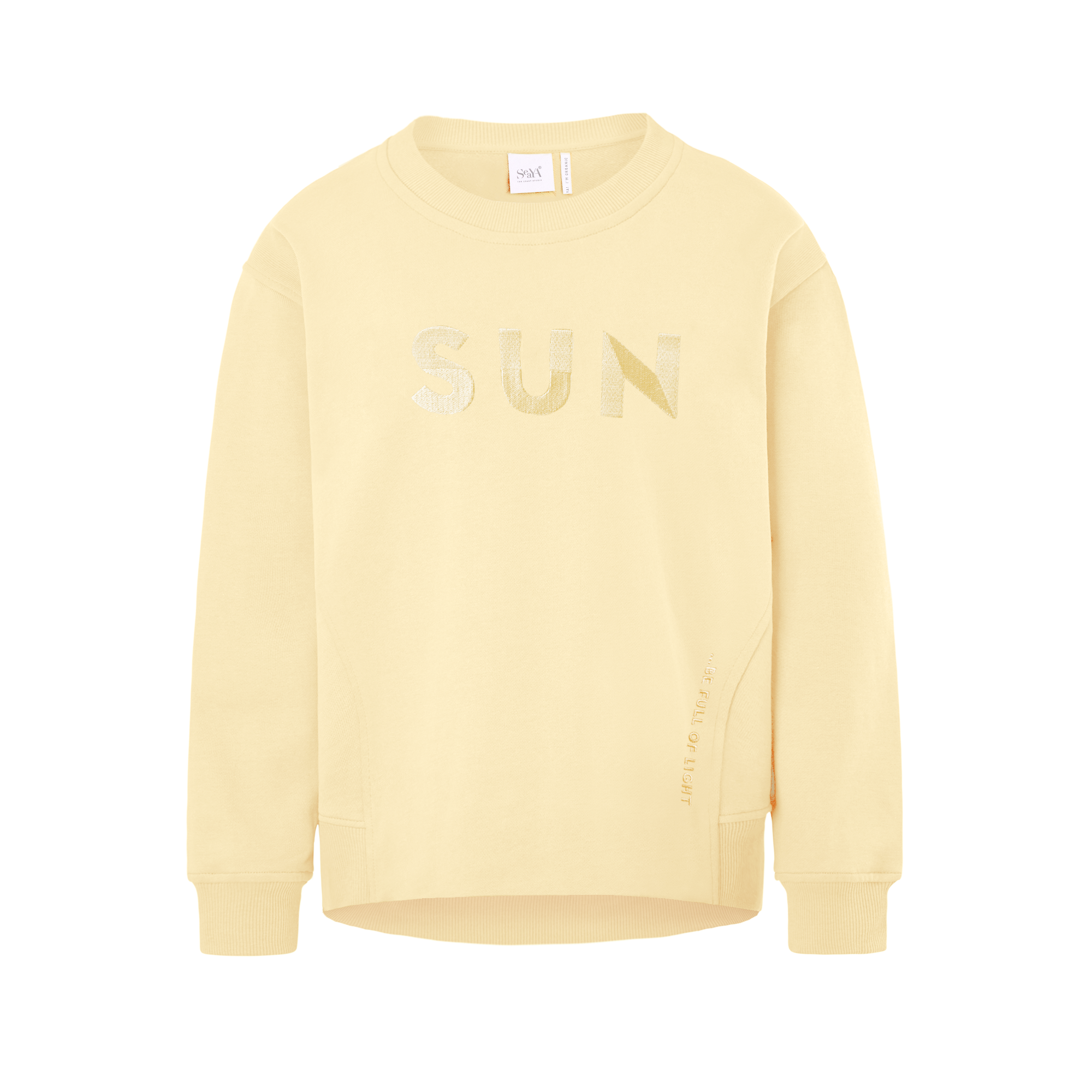 hellgelbes Sweatshirt aus Organic Cotton mit Stickerei SUN