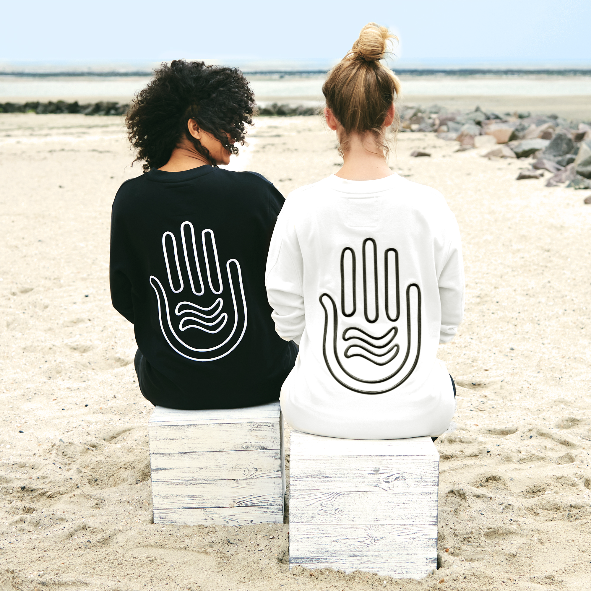 Yoga Sweatshirt lang in Weiß aus Organic Cotton mit Stickerei