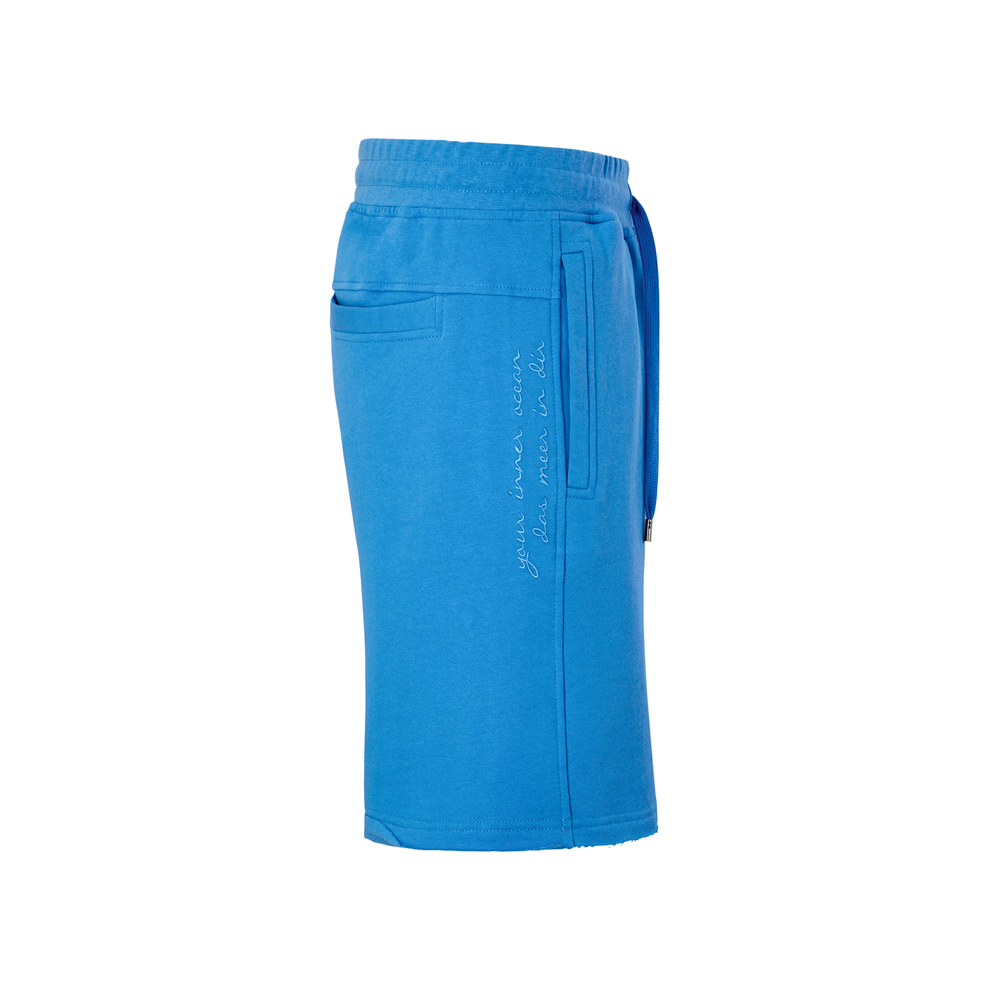blaue Sweatshorts/Bermudas aus Organic Cotton mit Stickerei