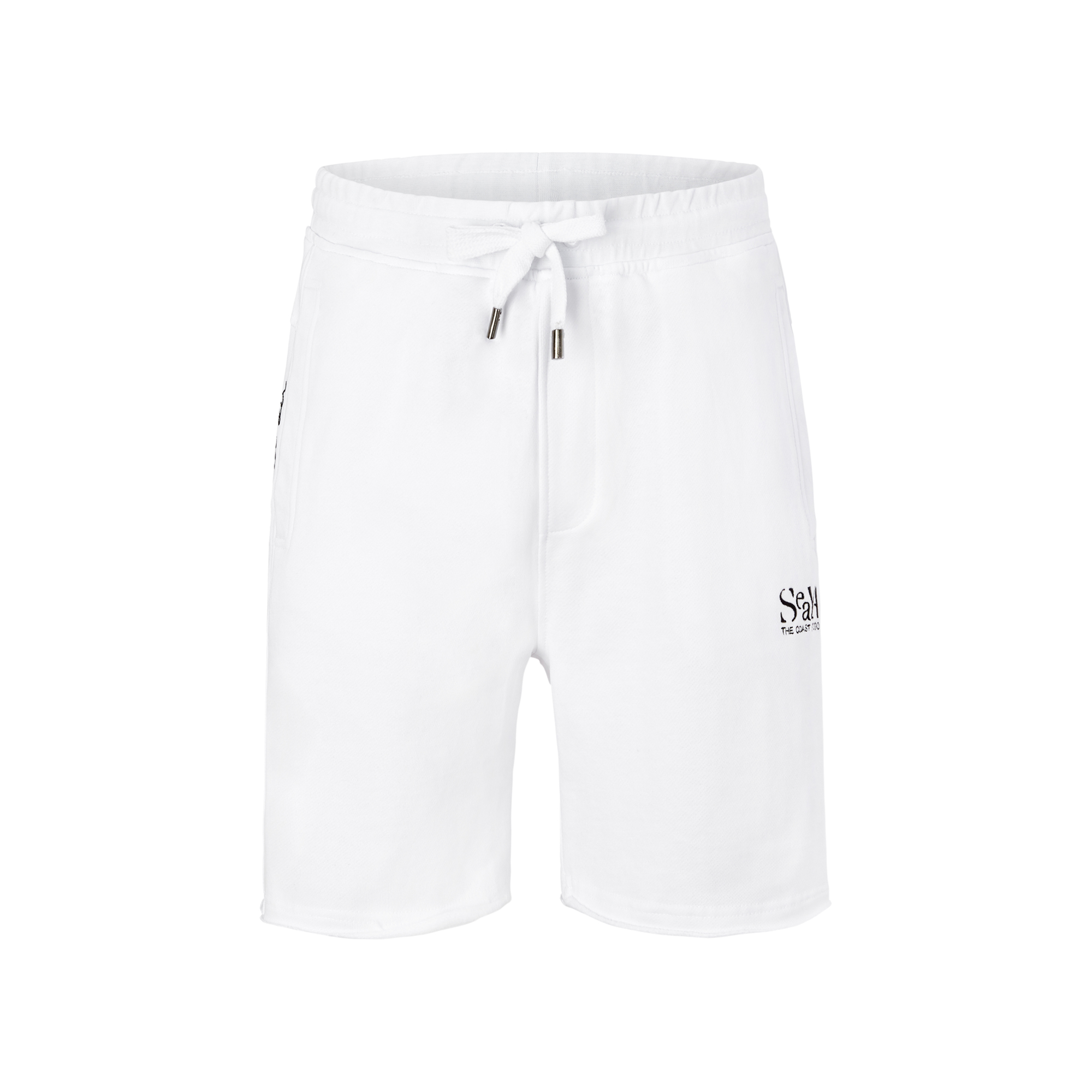 weiße Sweatshorts/Bermudas aus Organic Cotton mit Stickerei