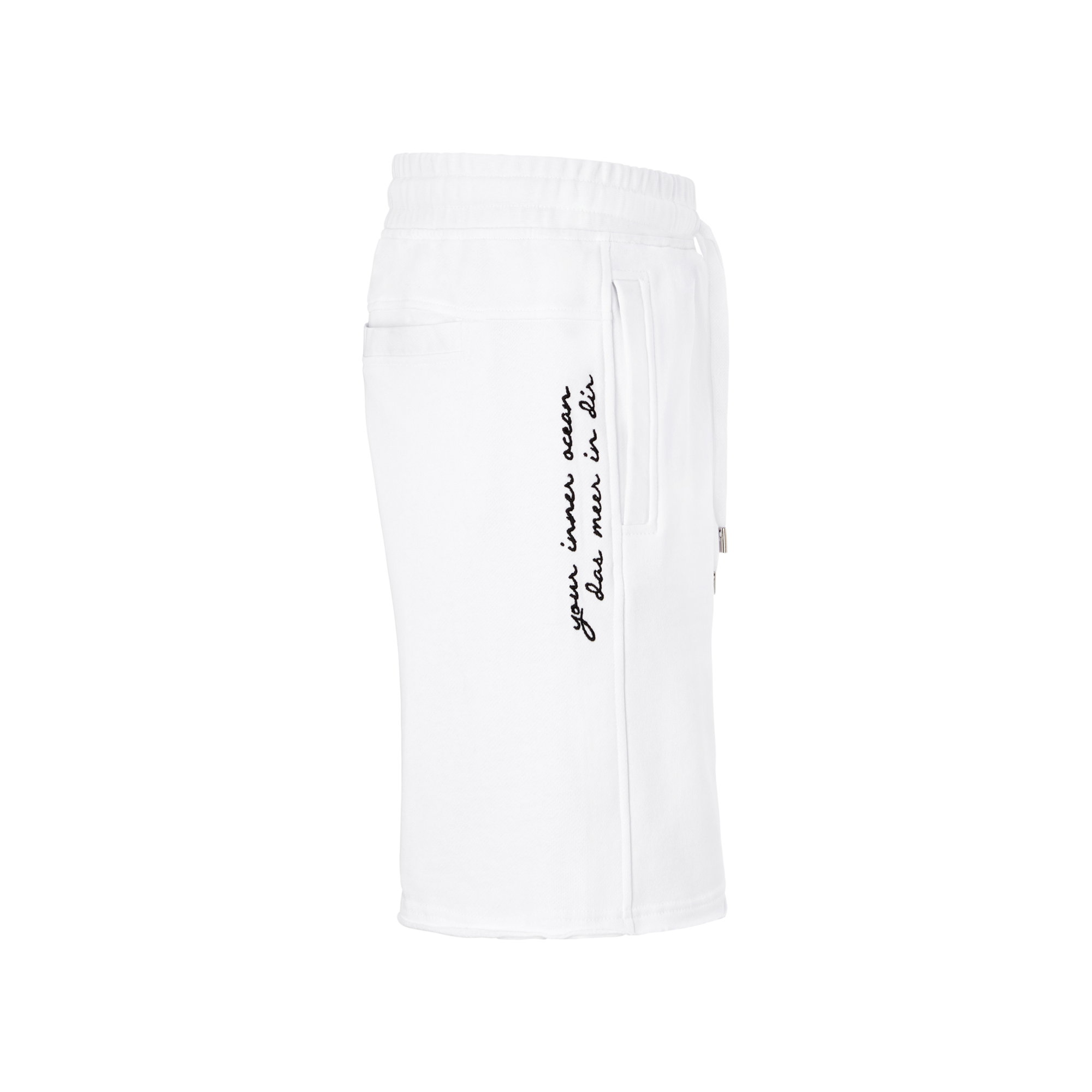 weiße Sweatshorts/Bermudas aus Organic Cotton mit Stickerei