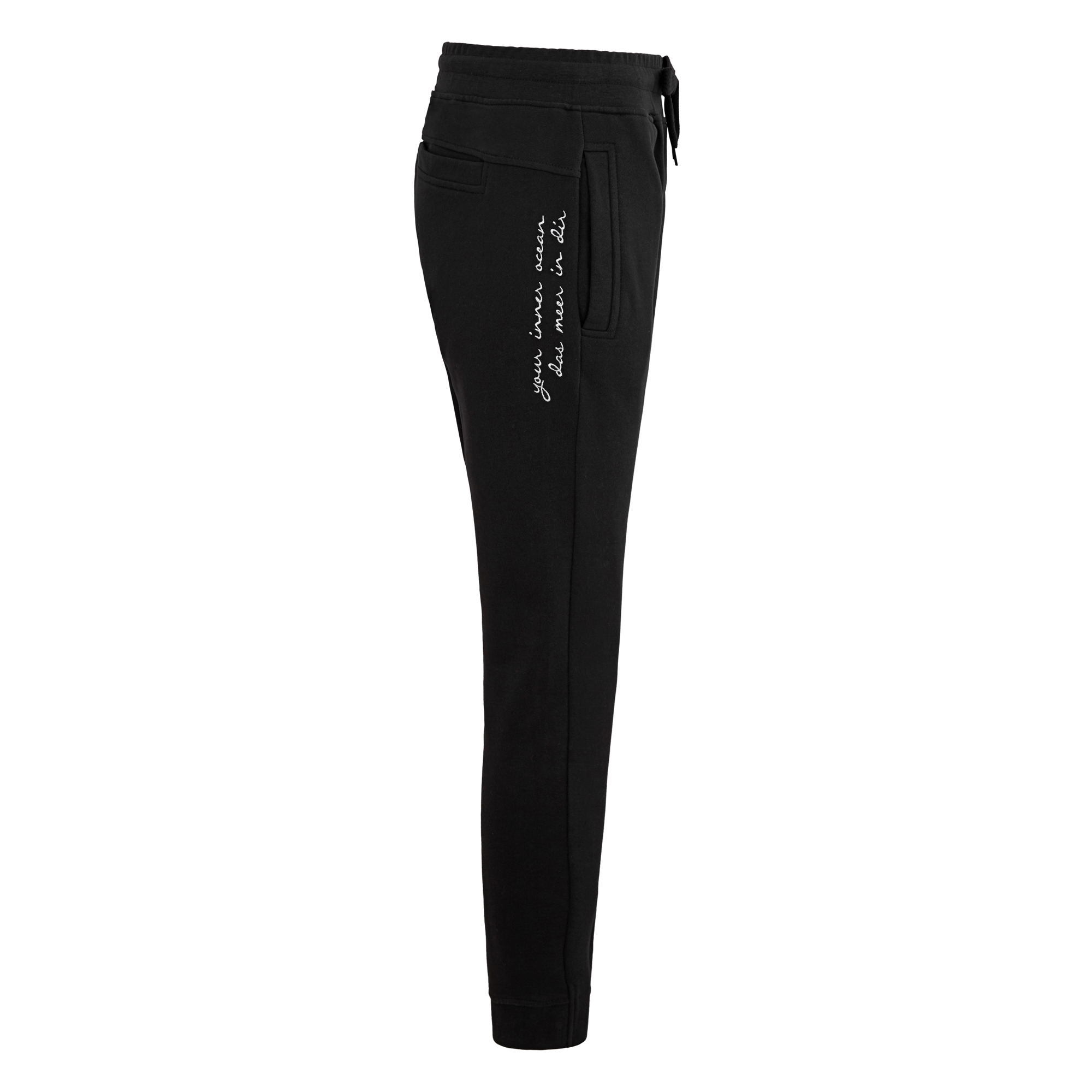 schwarze Sweathose aus Organic Cotton mit Stickerei