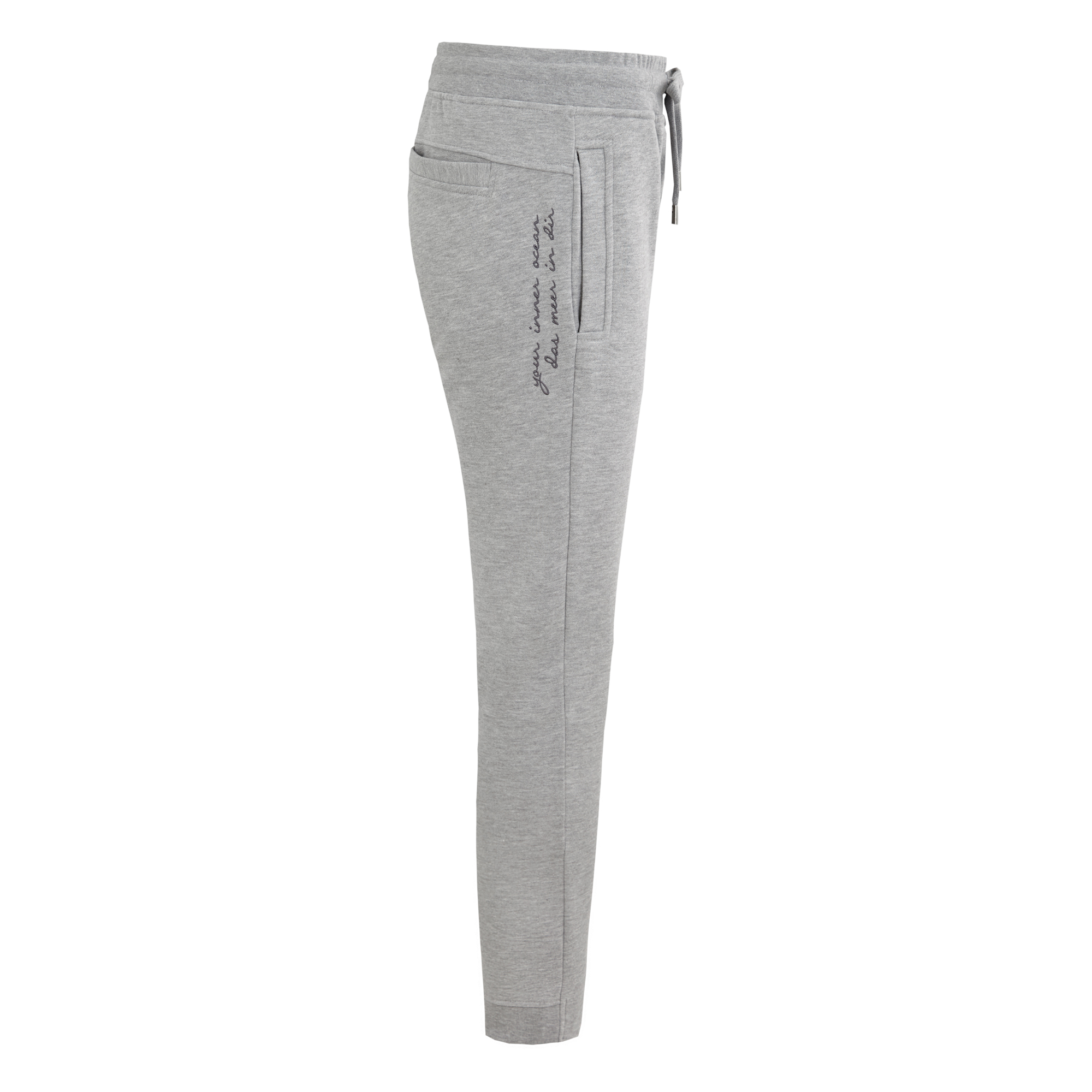 grau Melange Sweathose aus Organic Cotton mit Stickerei