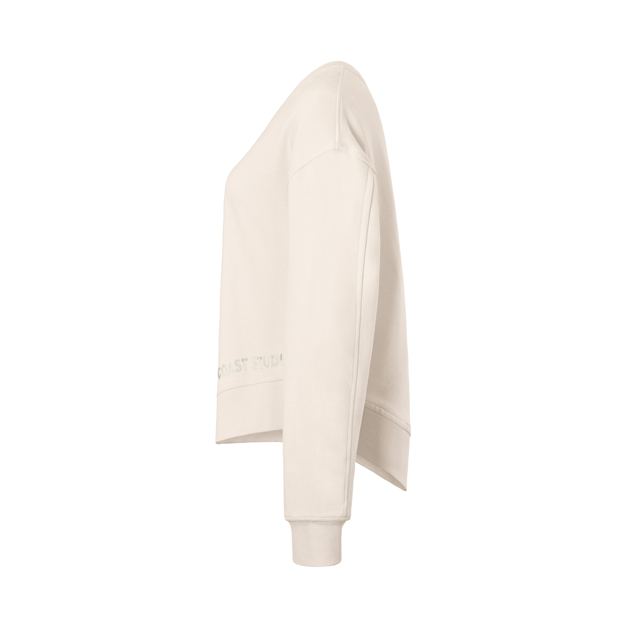 sandweißes Sweatshirt Poncho aus Organic Cotton mit Stickerei