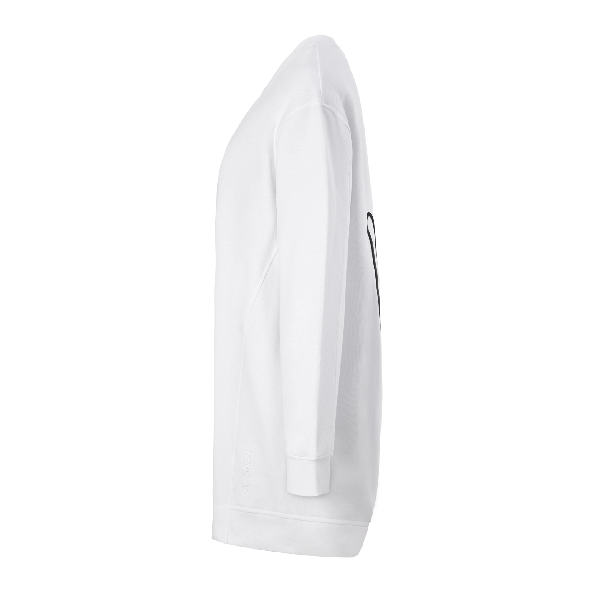 Yoga Sweatshirt lang in Weiß aus Organic Cotton mit Stickerei
