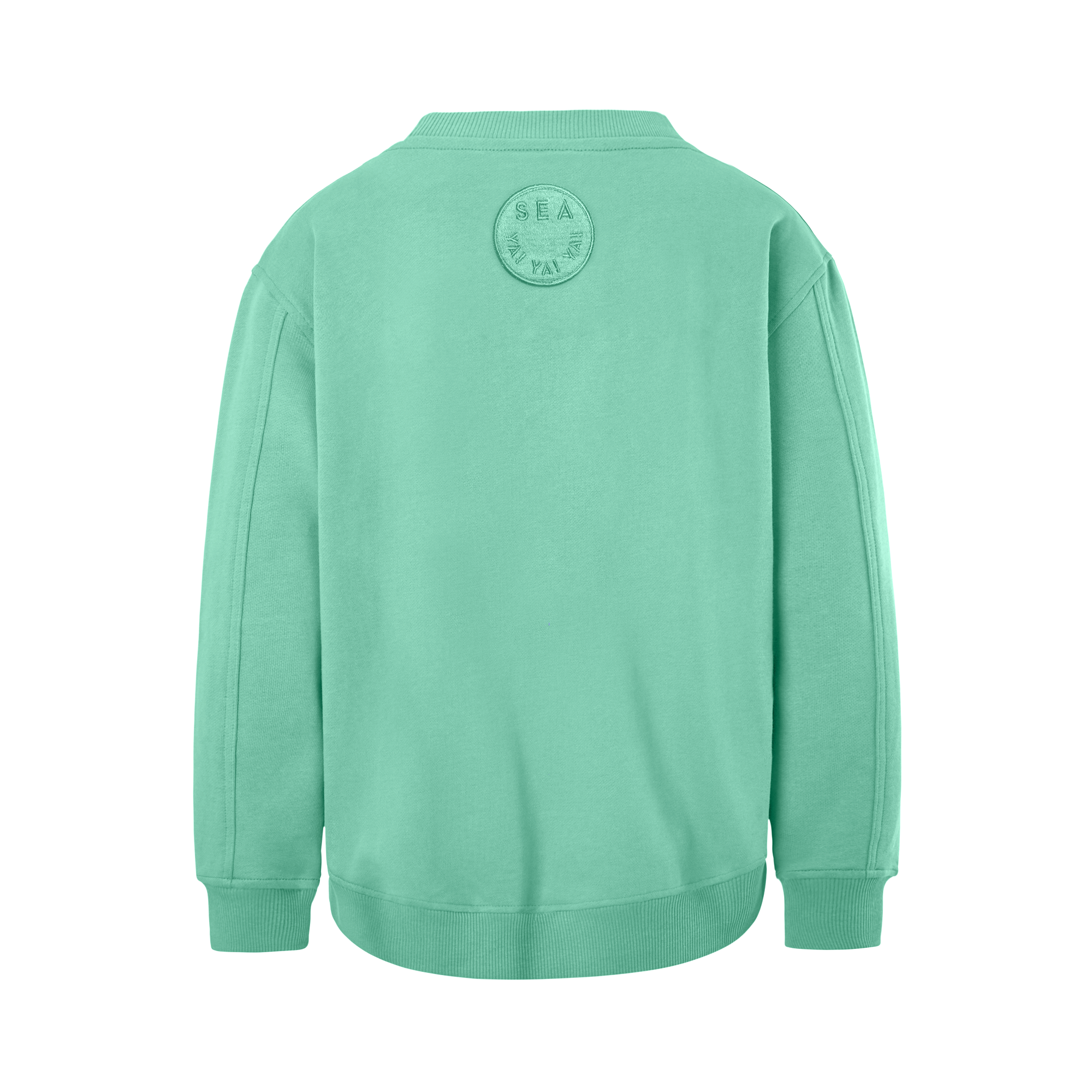 mintfarbenes Sweatshirt aus Organic Cotton mit Stickerei