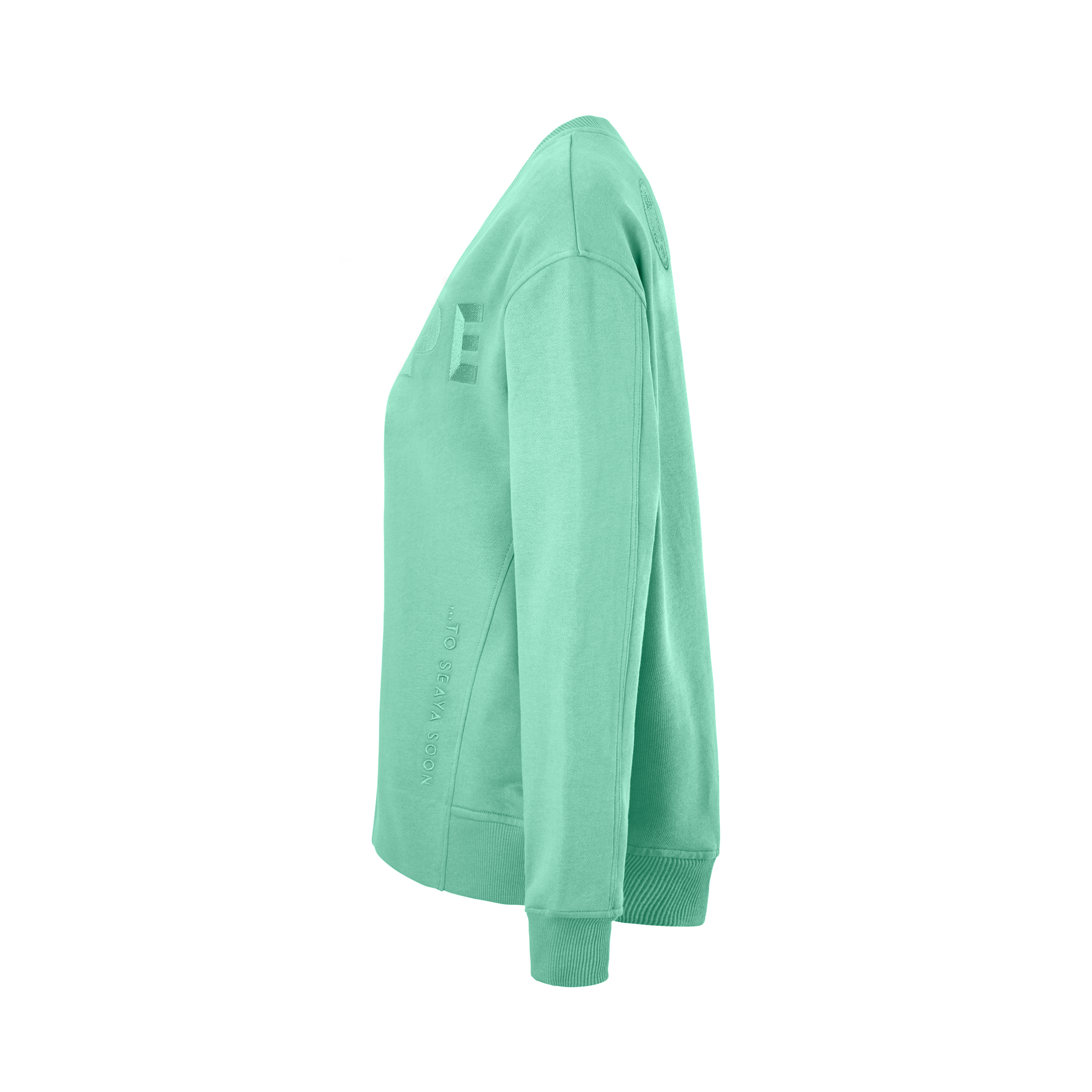 mintfarbenes Sweatshirt aus Organic Cotton mit Stickerei