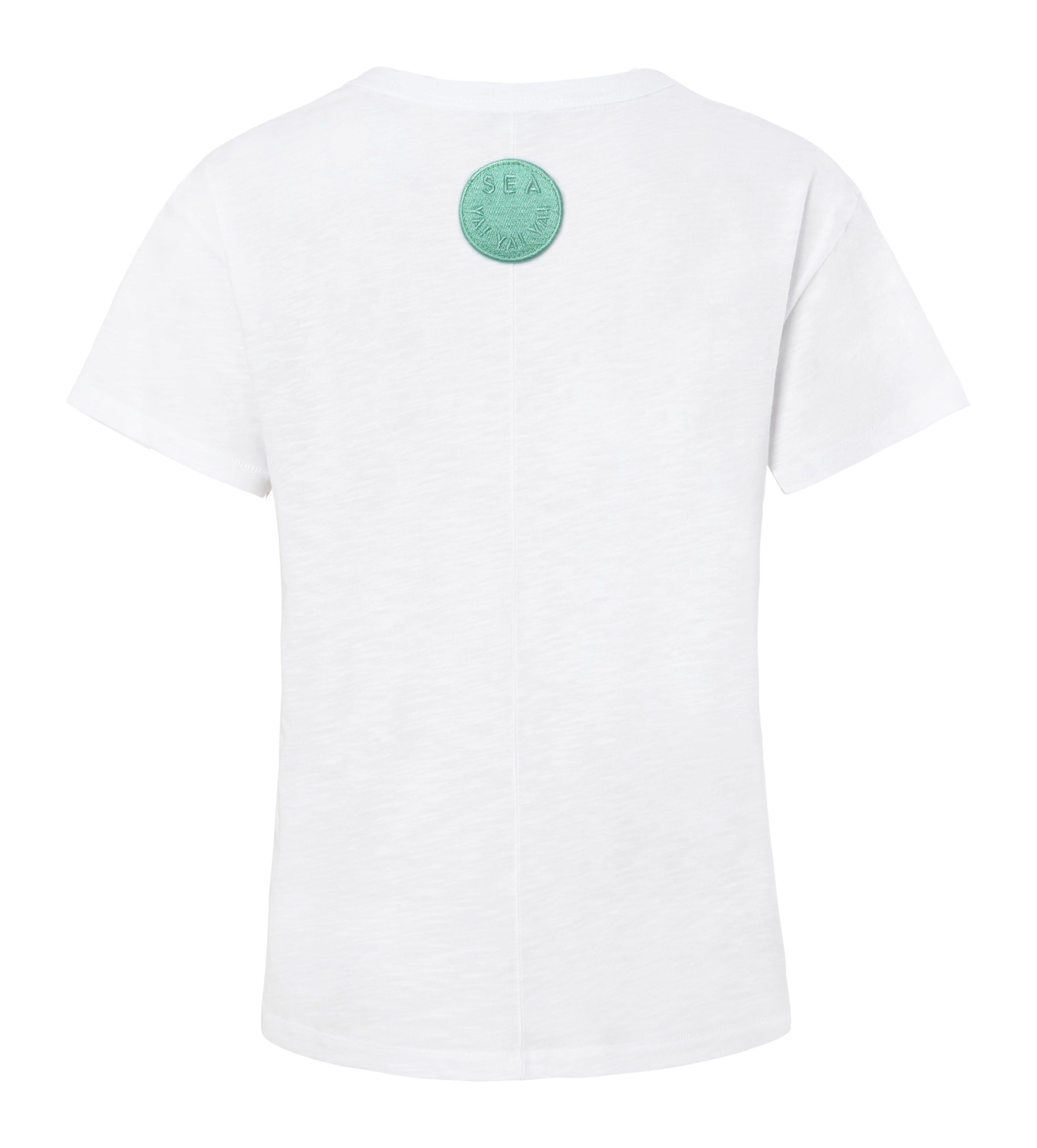 weißes T-Shirt aus Organic Cotton mit Stickerei in Mint